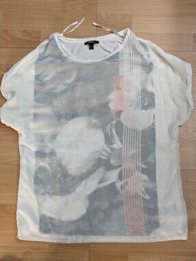Sheer White Short Sleeve Graphic Tee - Lightweight Summer Layer Smoking,Pet Free